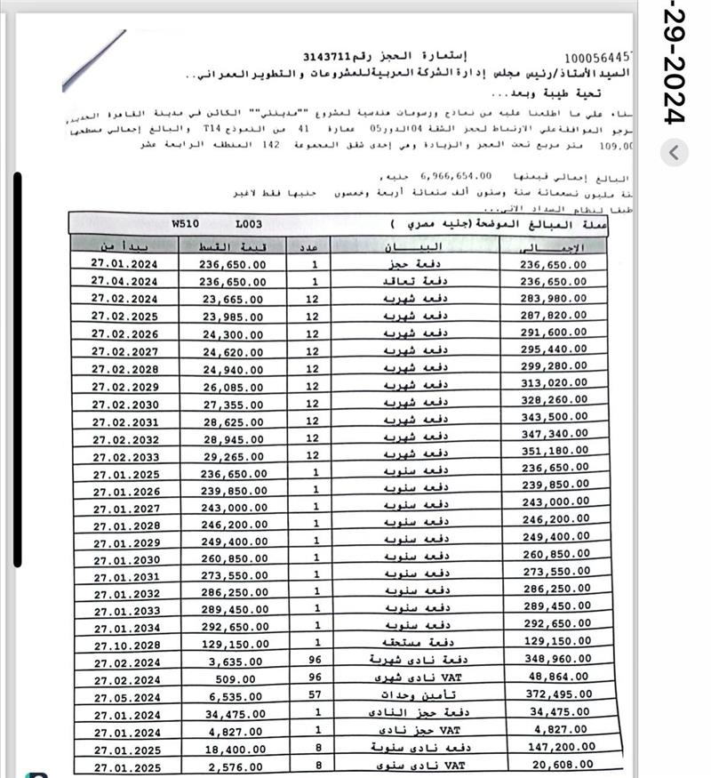 شقة فى مدينتى 109 م2 بحرى للبيع تقسيط كود 50426 - صورة 1