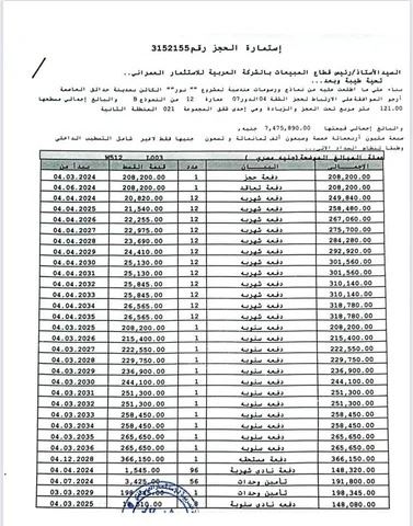 شقة فى مشروع نور - حدائق العاصمة الادارية 121 م2 بحرى للبيع تقسيط كود 54447