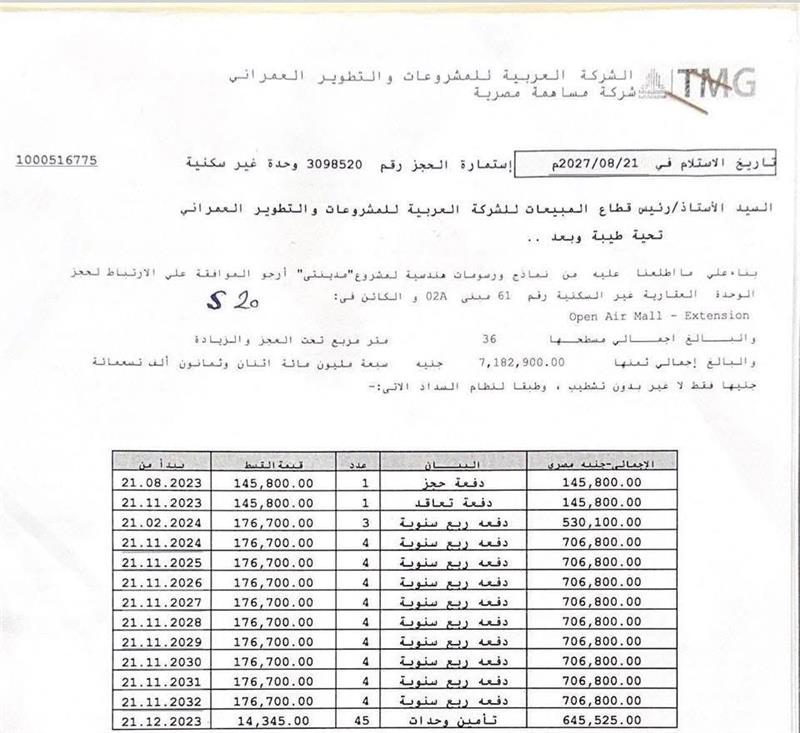 محل تجارى فى مدينتى 36 م2 للبيع تقسيط كود 54192 - صورة 1