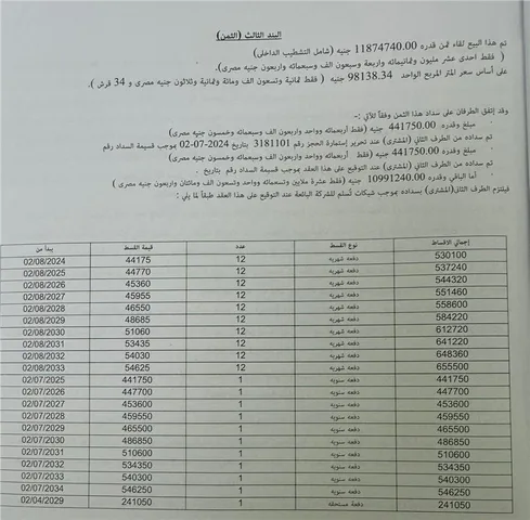 شالية فى ساوث ميد 121 م2 بحرى للبيع تقسيط كود 51557