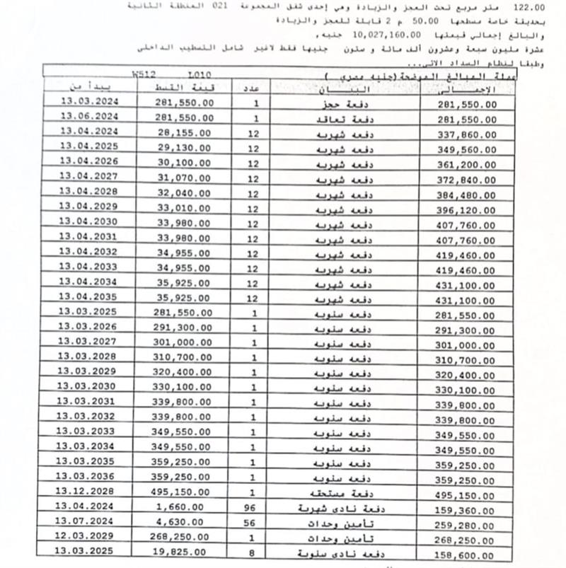 شقة فى مشروع نور - حدائق العاصمة الادارية 122 م2 بحرى للبيع تقسيط كود 50816 - صورة 1
