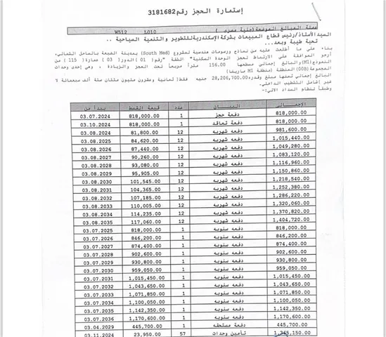 شالية فى ساوث ميد 156 م2 بحرى للبيع تقسيط كود 52020