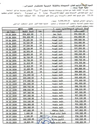 شقة فى مشروع نور - حدائق العاصمة الادارية 131 م2 بحري وغربي للبيع تقسيط كود 52955