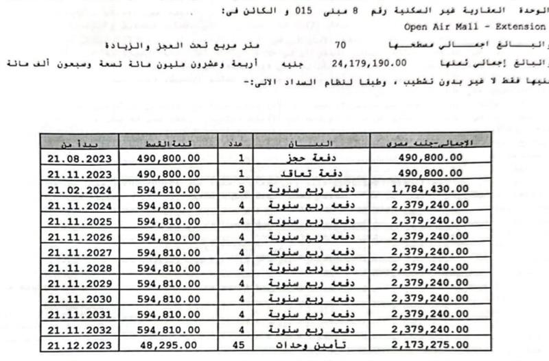 محل تجارى فى مدينتى 70 م2 للبيع تقسيط كود 53934 - صورة 1