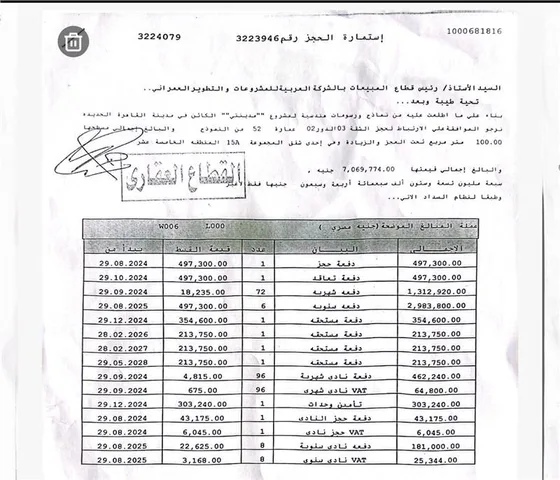 شقة فى مدينتى 100 م2 للبيع تقسيط كود 53132