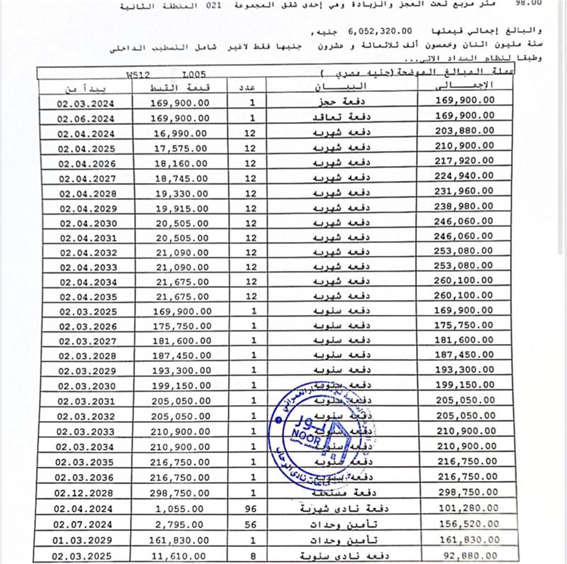 شقة فى مشروع نور - حدائق العاصمة الادارية 98 م2 بحري وغربي للبيع تقسيط كود 50699 - صورة 1