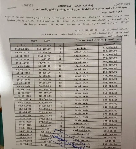 شقة فى مدينتى 107 م2 شرقى للبيع تقسيط كود 54564