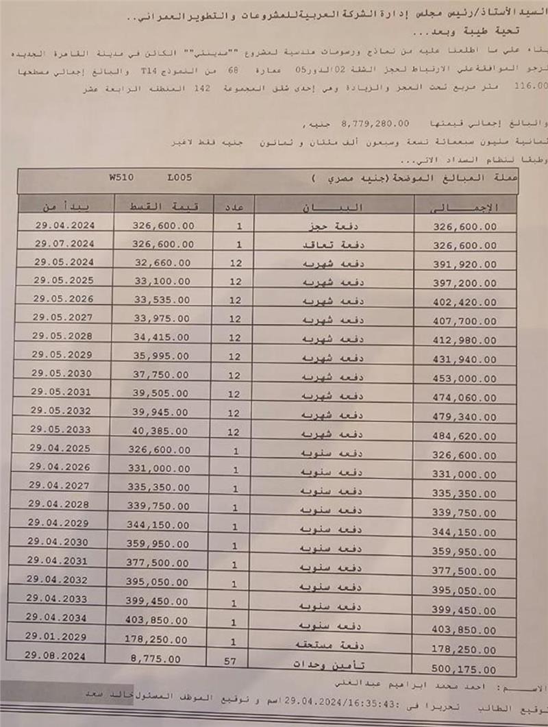 شقة فى مدينتى 116 م2 بحري وشرقي للبيع تقسيط كود 55325 - صورة 1
