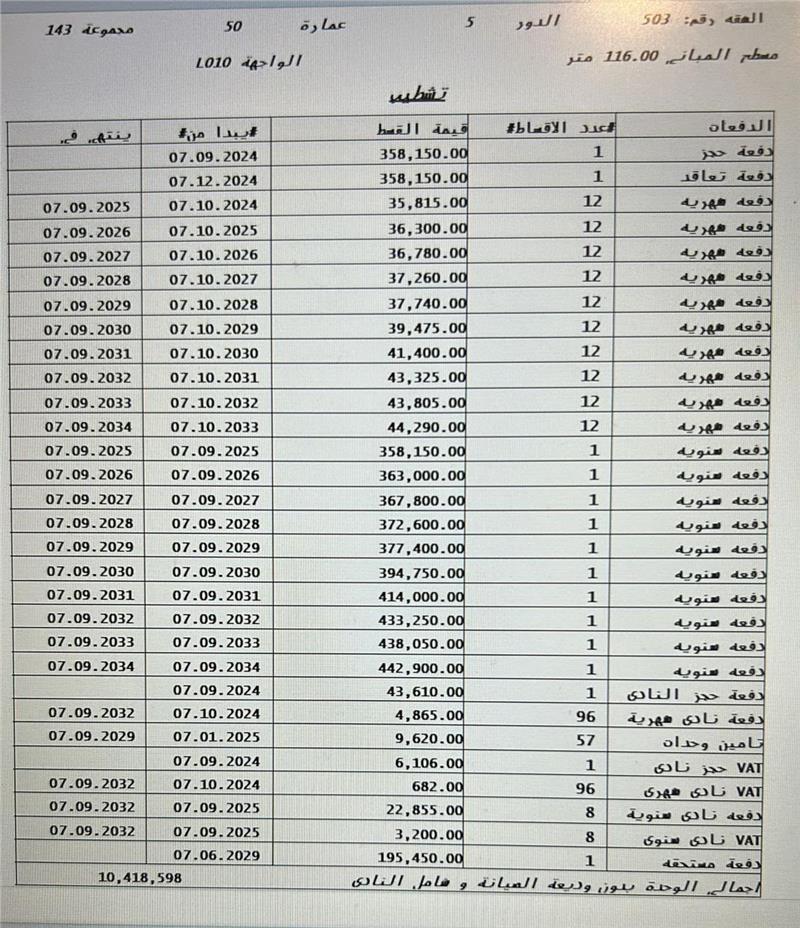 شقة فى مدينتى 116 م2 بحرى للبيع تقسيط كود 55483 - صورة 1