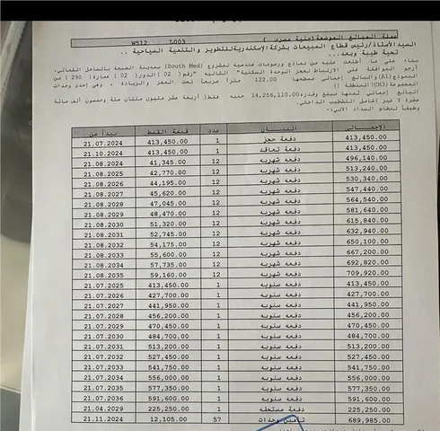 شالية فى ساوث ميد 122 م2 بحرى للبيع تقسيط كود 52327