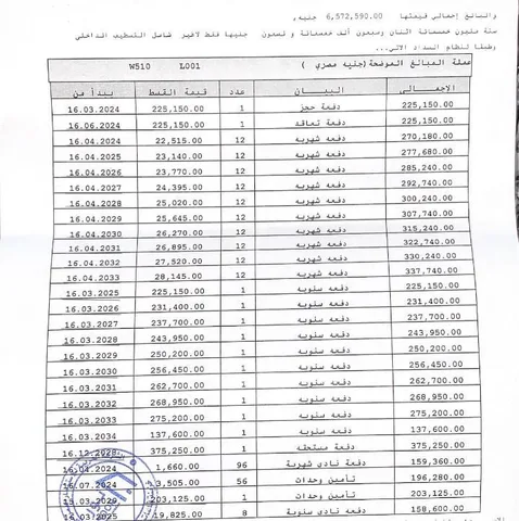 شقة فى مشروع نور - حدائق العاصمة الادارية 119 م2 قبلى للبيع تقسيط كود 50451