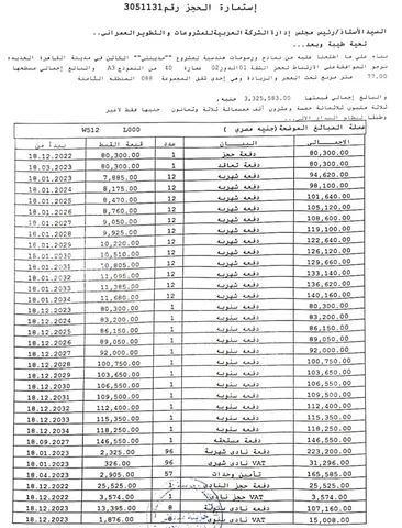 شقة فى مدينتى 77 م2 بحرى للبيع تقسيط كود 54552