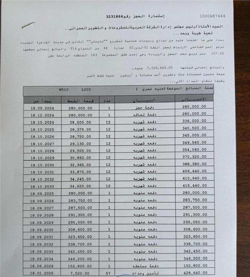 شقة فى مدينتى 107 م2 قبلى للبيع تقسيط كود 55314 - صورة 1