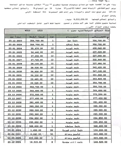 شقة فى مشروع نور - حدائق العاصمة الادارية 147 م2 بحرى للبيع تقسيط كود 52174