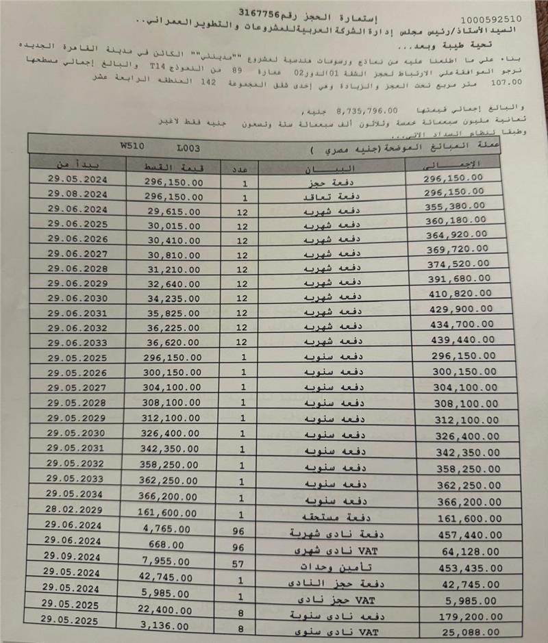 شقة فى مدينتى 107 م2 غربي وقبلي للبيع تقسيط كود 55459 - صورة 1