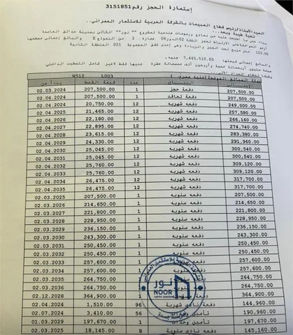 شقة فى مشروع نور - حدائق العاصمة الادارية 123 م2 بحرى للبيع تقسيط كود 52975