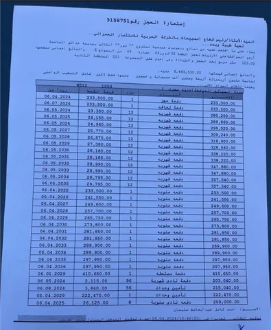 شقة فى مشروع نور - حدائق العاصمة الادارية 123 م2 قبلى للبيع تقسيط كود 54763