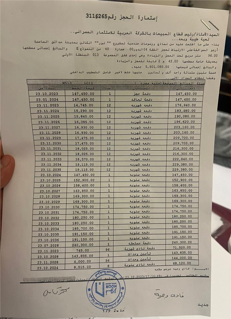 شقة فى مشروع نور - حدائق العاصمة الادارية 92 م2 قبلى للبيع تقسيط كود 54622 - صورة 1