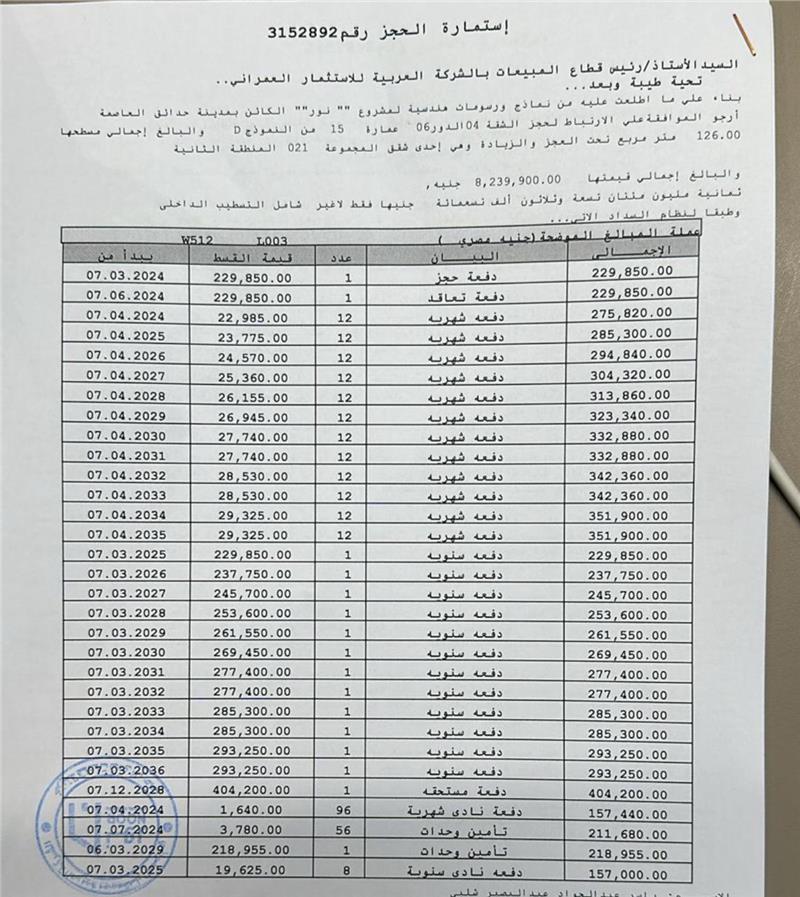 شقة فى مشروع نور - حدائق العاصمة الادارية 126 م2 شرقى للبيع تقسيط كود 53698 - صورة 1