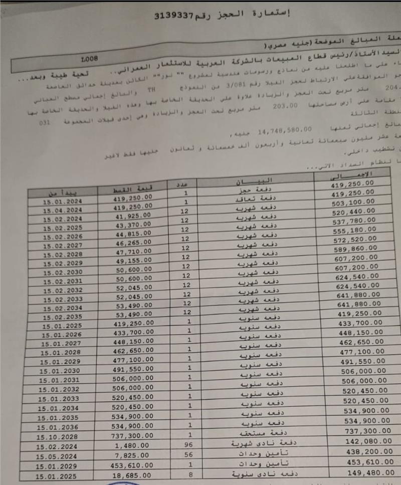 فيلا فى مشروع نور - حدائق العاصمة الادارية 203 م2 بحري و قبلي للبيع تقسيط كود 53219 - صورة 1
