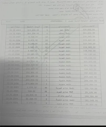 شقة فى مدينتى 63 م2 بحرى للبيع تقسيط كود 54132