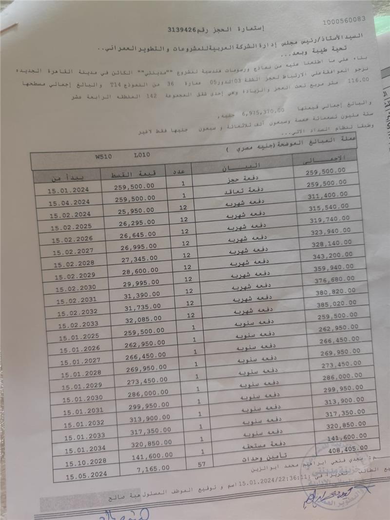شقة فى مدينتى 116 م2 بحرى للبيع تقسيط كود 55501 - صورة 1