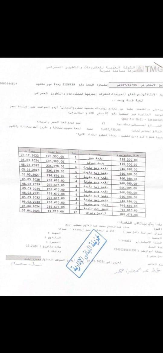 عيادة طبية فى مدينتى 47 م2 شرقى للبيع تقسيط كود 49455 - صورة 1