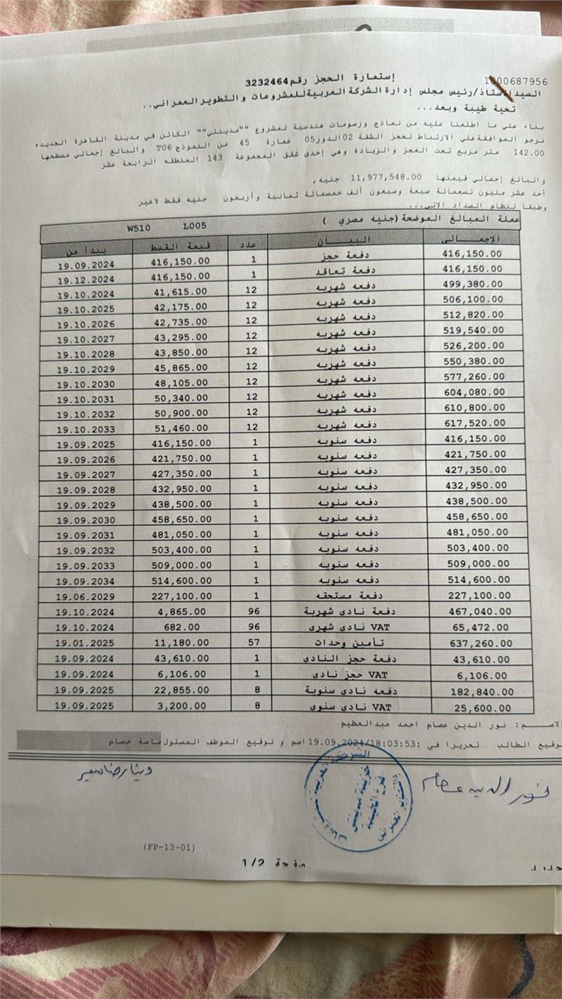 شقة فى مدينتى 142 م2 بحري وغربي للبيع تقسيط كود 53151 - صورة 1
