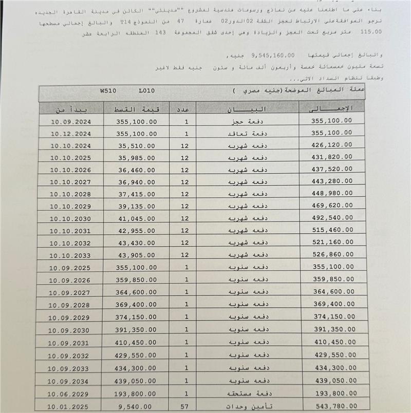 شقة فى مدينتى 116 م2 بحرى للبيع تقسيط كود 53838 - صورة 1