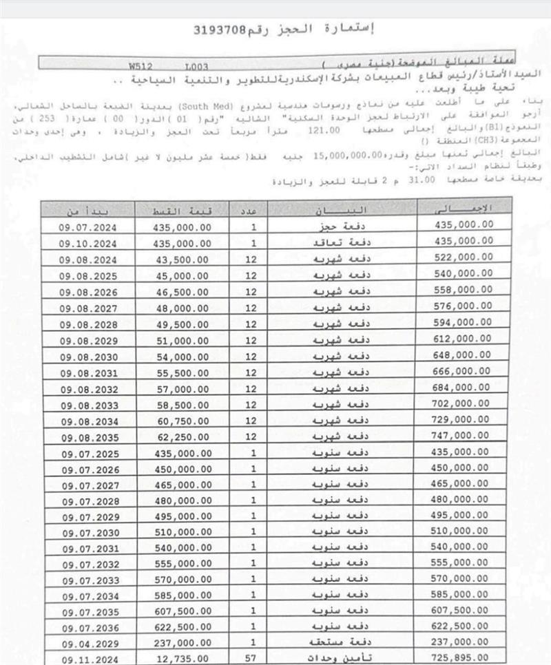 شالية فى ساوث ميد 121 م2 بحرى للبيع تقسيط كود 53604 - صورة 1