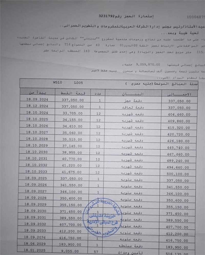 شقة فى مدينتى 115 م2 غربى للبيع تقسيط كود 54686 - صورة 1