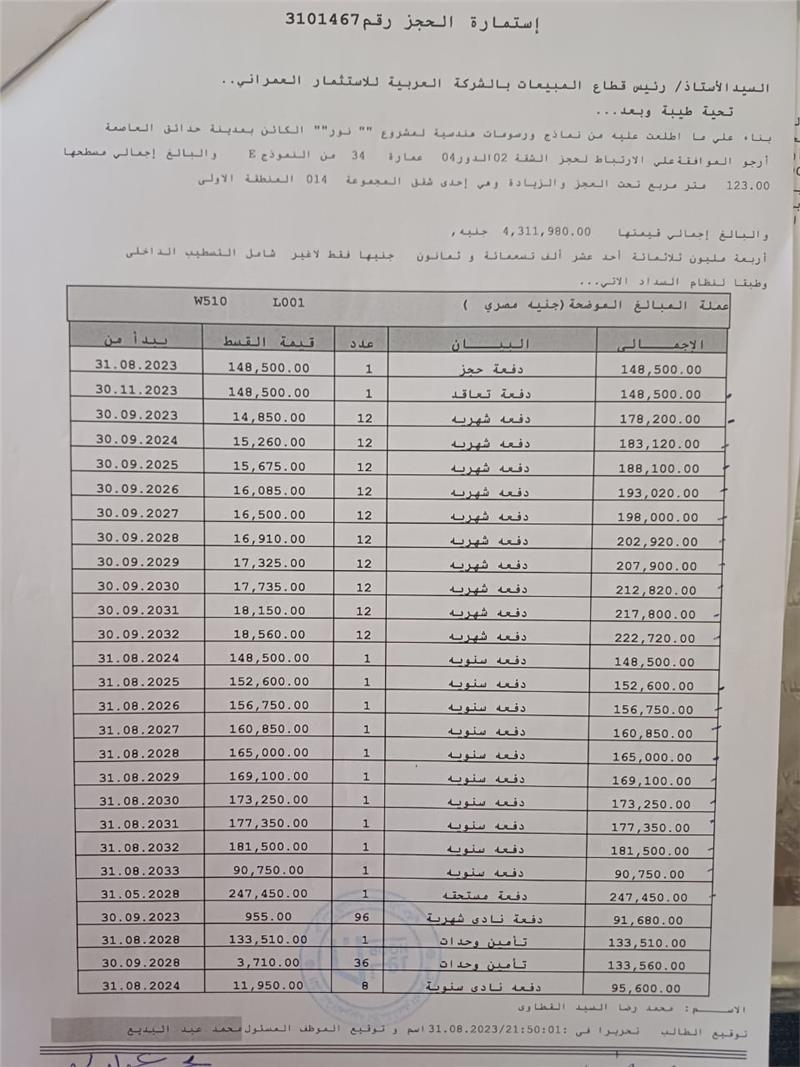 شقة فى مشروع نور - حدائق العاصمة الادارية 123 م2 بحرى للبيع تقسيط كود 54672 - صورة 1
