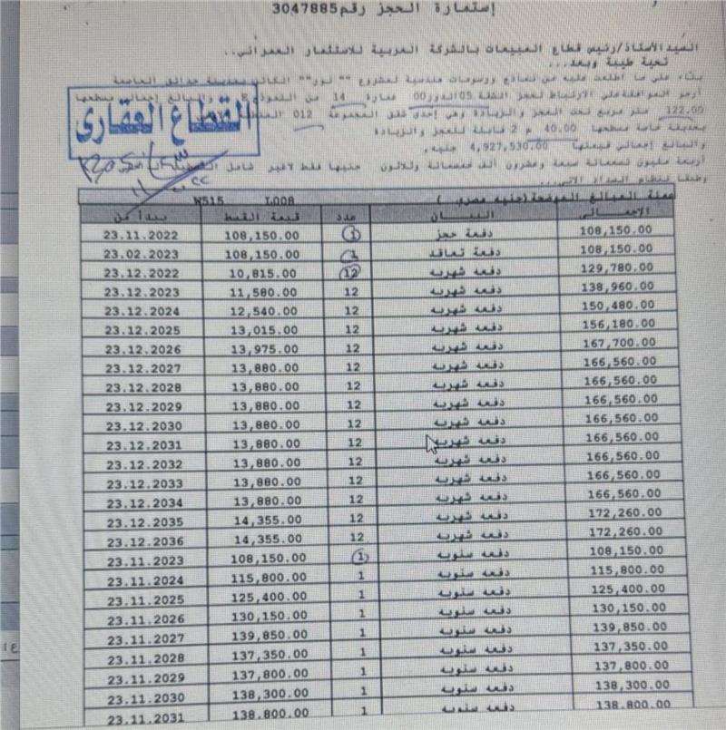 شقة فى مشروع نور - حدائق العاصمة الادارية 122 م2 بحرى للبيع تقسيط كود 55505 - صورة 1