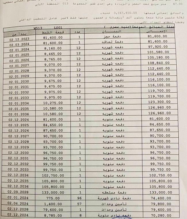 فى مشروع نور - حدائق العاصمة الادارية 67 م2 بحرى للبيع تقسيط كود 50278 - صورة 1