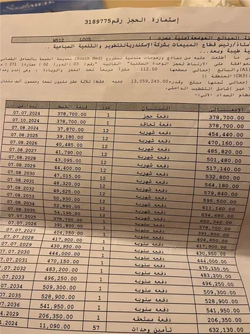 شالية فى ساوث ميد 112 م2 بحرى للبيع تقسيط كود 54852