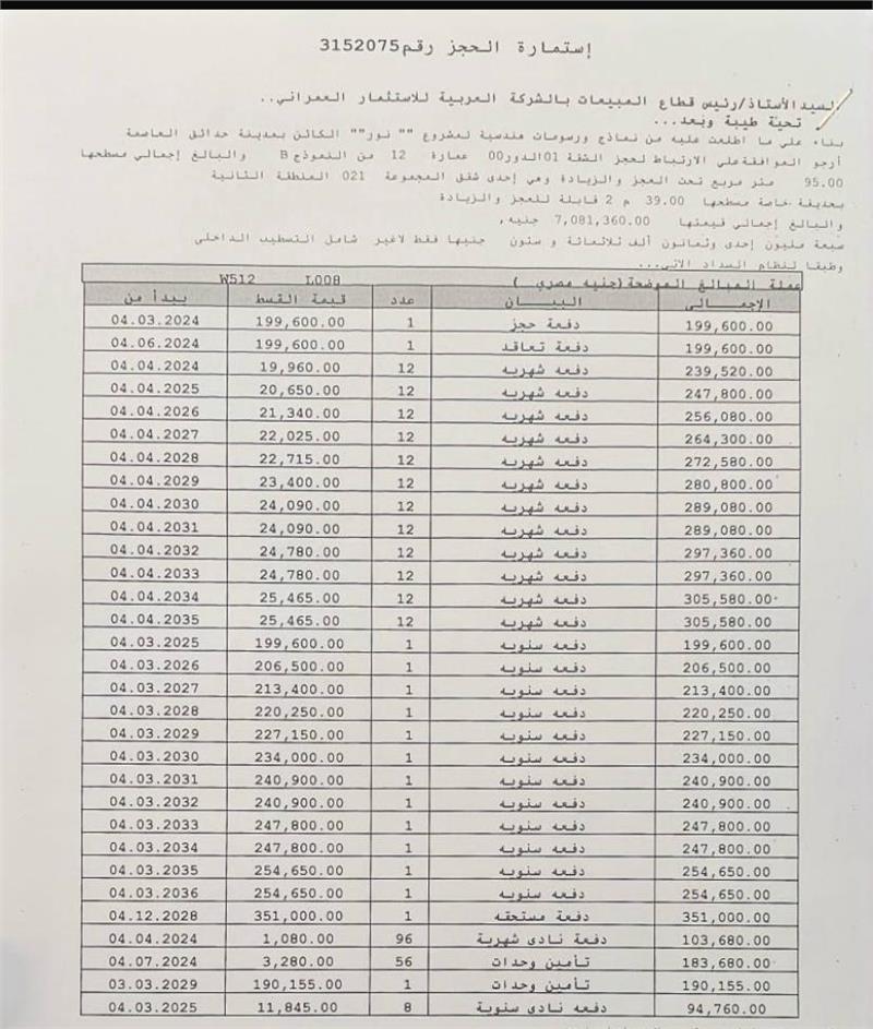 شقة فى مشروع نور - حدائق العاصمة الادارية 95 م2 غربي وقبلي للبيع تقسيط كود 54637 - صورة 1