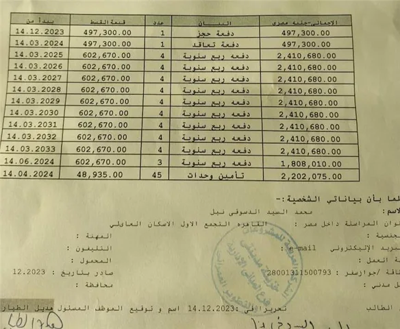 عيادة طبية فى مدينتى 128 م2 بحرى للبيع تقسيط كود 50377