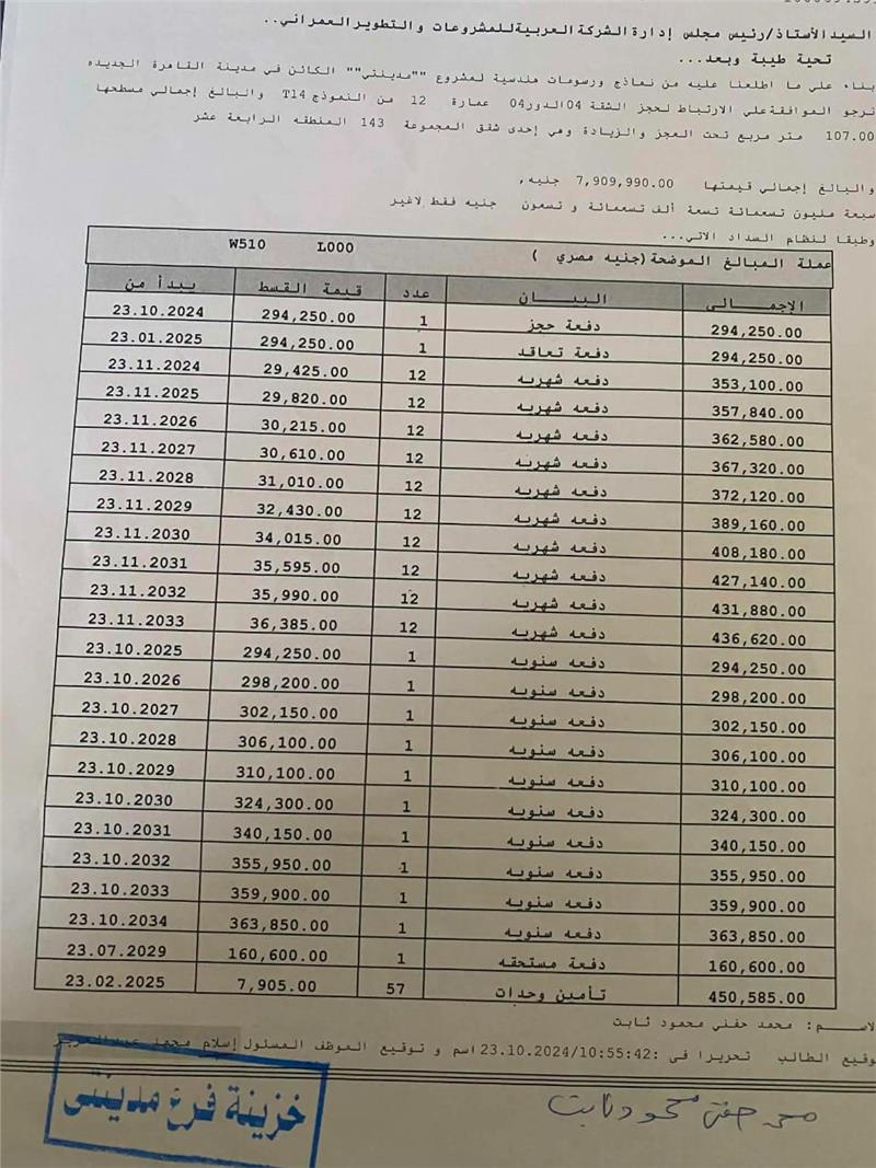 شقة فى مدينتى 107 م2 بحري وغربي للبيع تقسيط كود 55338 - صورة 1