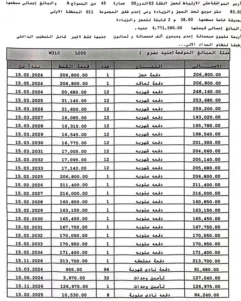 شقة فى مشروع نور - حدائق العاصمة الادارية 83 م2 غربى للبيع تقسيط كود 55497 - صورة 1