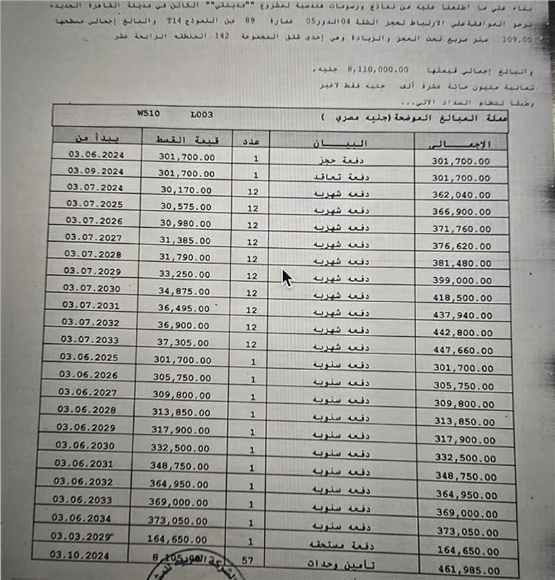 شقة فى مدينتى 109 م2 قبلى للبيع تقسيط كود 54941 - صورة 1
