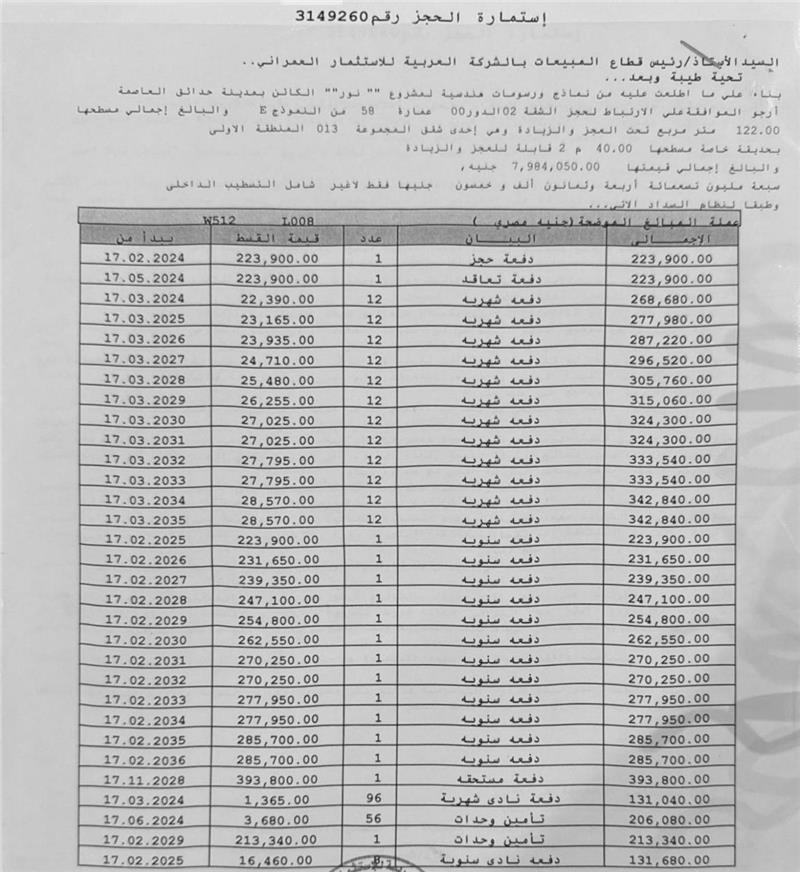 شقة فى مشروع نور - حدائق العاصمة الادارية 122 م2 غربي وقبلي للبيع تقسيط كود 53771 - صورة 1