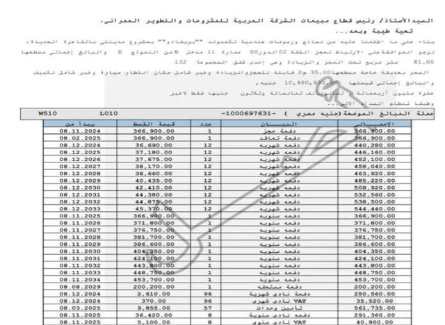 شقة فى مدينتى 81 م2 قبلى للبيع تقسيط كود 54194