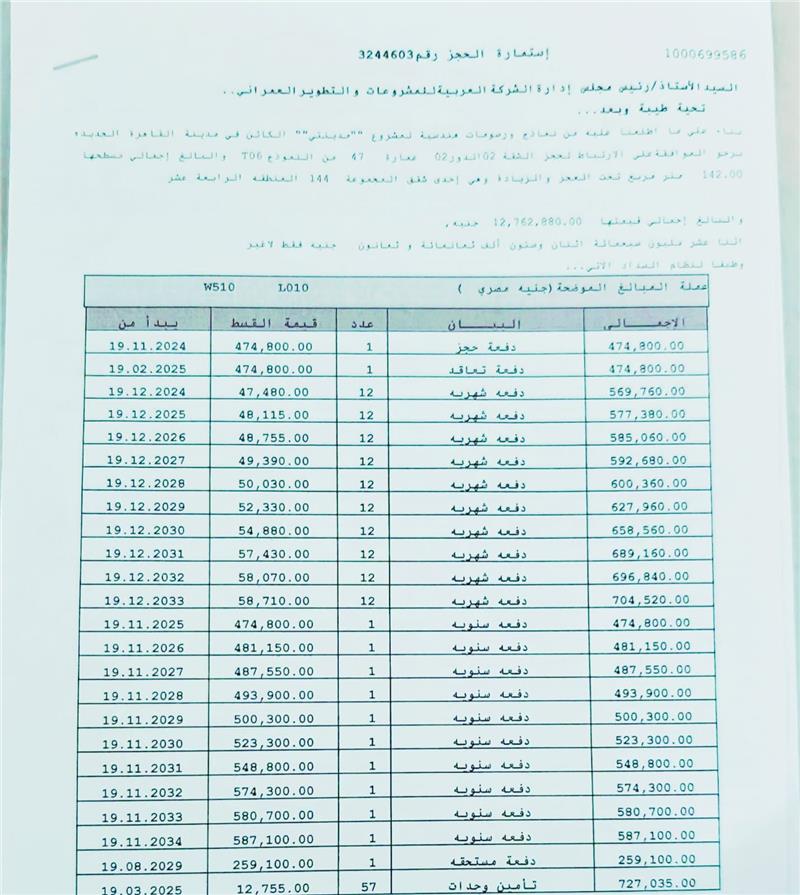 شقة فى مدينتى 142 م2 غربي وقبلي للبيع تقسيط كود 53535 - صورة 1