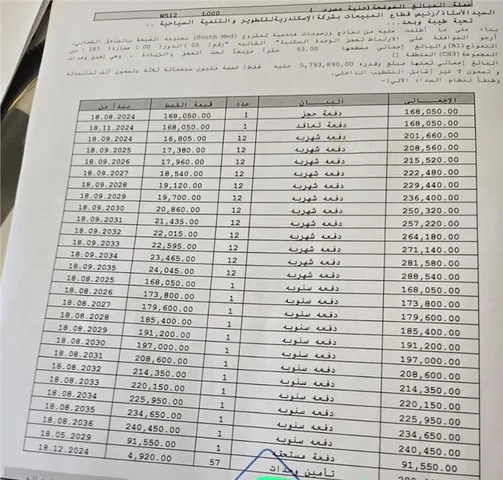 شالية فى ساوث ميد 53 م2 بحرى للبيع تقسيط كود 52430