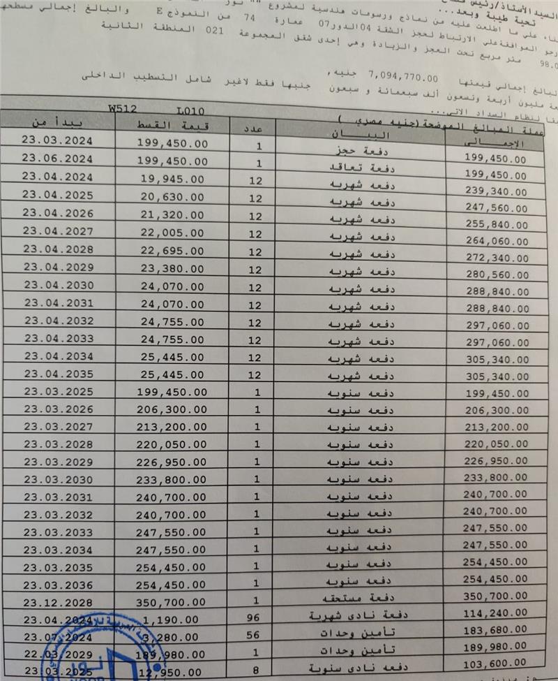 شقة فى مشروع نور - حدائق العاصمة الادارية 98 م2 غربى للبيع تقسيط كود 53796 - صورة 1