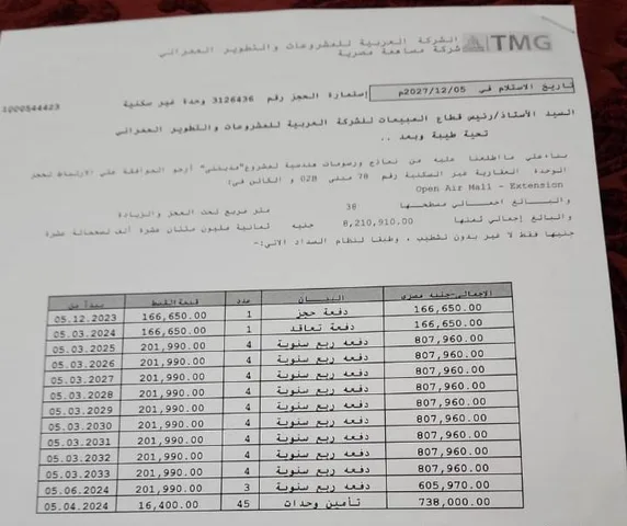 عيادة طبية فى مدينتى 38 م2 للبيع تقسيط كود 54595