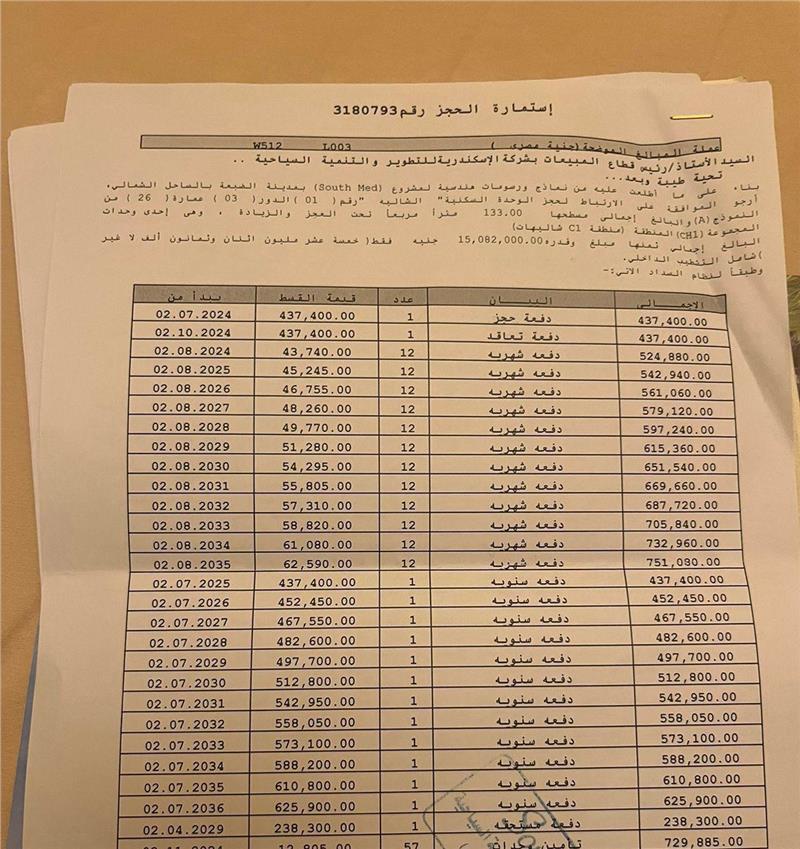 شالية فى ساوث ميد 133 م2 بحري وغربي للبيع تقسيط كود 54784 - صورة 1