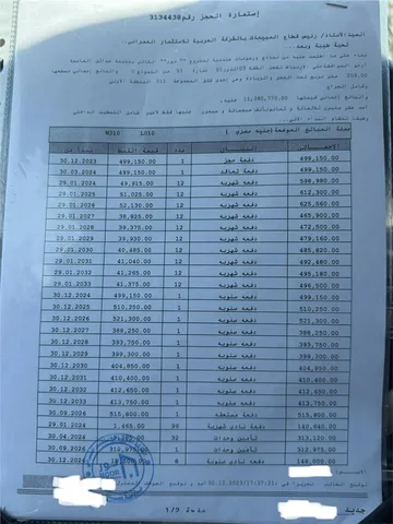 شقة فى مشروع نور - حدائق العاصمة الادارية 209 م2 شرقي وقبلي للبيع تقسيط كود 54897