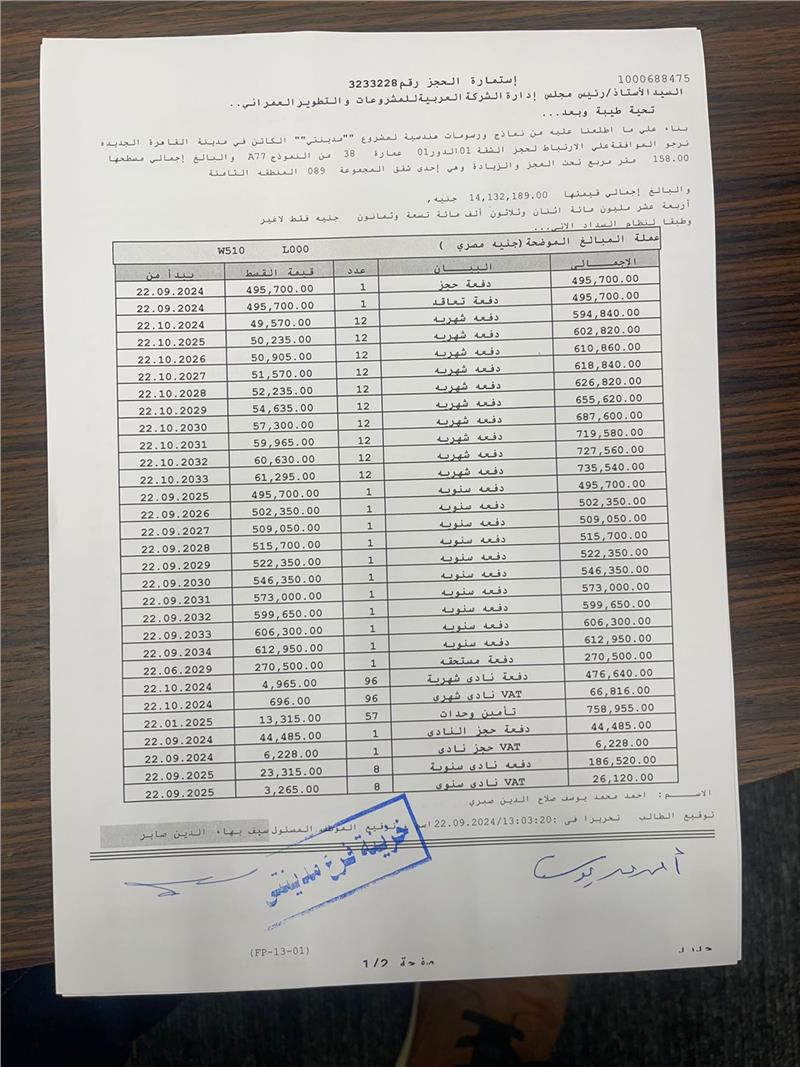 شقة فى مدينتى 158 م2 بحرى للبيع تقسيط كود 52948 - صورة 1
