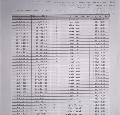 شقة فى مشروع نور - حدائق العاصمة الادارية 63 م2 غربي وقبلي للبيع تقسيط كود 50868